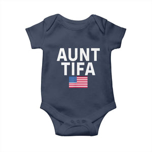 Aunt Tifa Baby Onesie Funny Political Sarcasm Patriotic American Flag TS02 Navy Print Your Wear