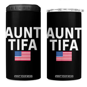 Aunt Tifa 4 in 1 Can Cooler Tumbler Funny Political Sarcasm Patriotic American Flag TS02 One Size: 16 oz Black Print Your Wear