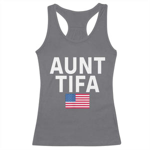 Aunt Tifa Racerback Tank Top Funny Political Sarcasm Patriotic American Flag TS02 Charcoal Print Your Wear
