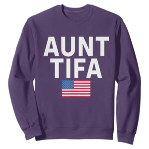Aunt Tifa Sweatshirt Funny Political Sarcasm Patriotic American Flag TS02 Purple Print Your Wear