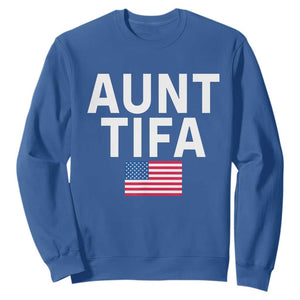 Aunt Tifa Sweatshirt Funny Political Sarcasm Patriotic American Flag TS02 Royal Blue Print Your Wear