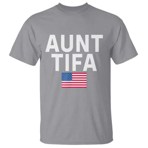 Aunt Tifa T Shirt Funny Political Sarcasm Patriotic American Flag TS02 Sport Gray Print Your Wear