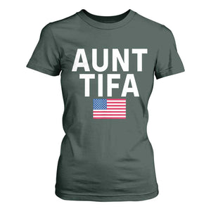 Aunt Tifa T Shirt For Women Funny Political Sarcasm Patriotic American Flag TS02 Dark Forest Green Print Your Wear