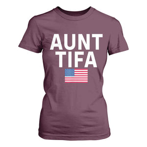 Aunt Tifa T Shirt For Women Funny Political Sarcasm Patriotic American Flag TS02 Maroon Print Your Wear