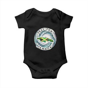 Pray For Jamaica Hurricane Support Baby Onesie Strong Island Map and Storm Graphic TS02 Black Print Your Wear