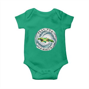 Pray For Jamaica Hurricane Support Baby Onesie Strong Island Map and Storm Graphic TS02 Irish Green Print Your Wear