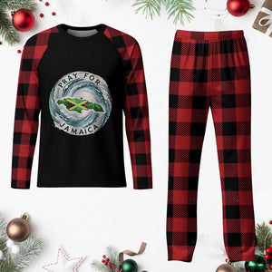 Pray For Jamaica Hurricane Support Plaid Pajama Set Strong Island Map and Storm Graphic TS02 Buffalo Plaid Print Your Wear