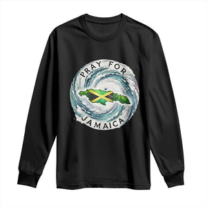 Pray For Jamaica Hurricane Support Long Sleeve Shirt Strong Island Map and Storm Graphic TS02 Black Print Your Wear