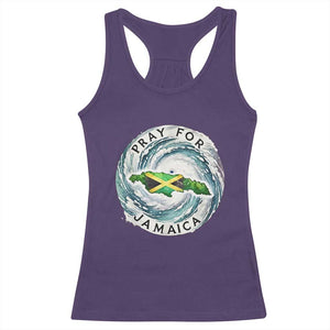 Pray For Jamaica Hurricane Support Racerback Tank Top Strong Island Map and Storm Graphic TS02 Purple Print Your Wear
