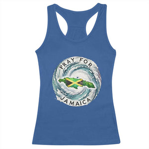 Pray For Jamaica Hurricane Support Racerback Tank Top Strong Island Map and Storm Graphic TS02 Royal Blue Print Your Wear