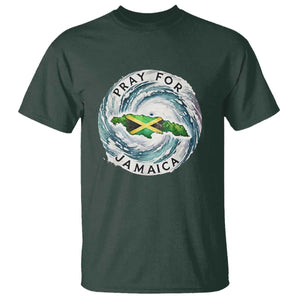 Pray For Jamaica Hurricane Support T Shirt Strong Island Map and Storm Graphic TS02 Dark Forest Green Print Your Wear