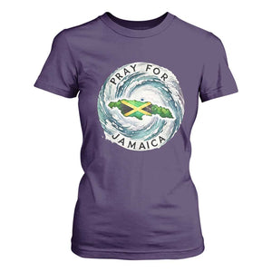 Pray For Jamaica Hurricane Support T Shirt For Women Strong Island Map and Storm Graphic TS02 Purple Print Your Wear