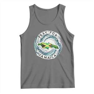 Pray For Jamaica Hurricane Support Tank Top Strong Island Map and Storm Graphic TS02 Black Heather Print Your Wear