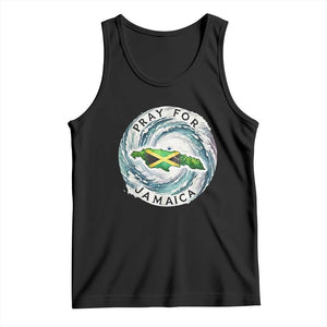 Pray For Jamaica Hurricane Support Tank Top Strong Island Map and Storm Graphic TS02 Black Print Your Wear