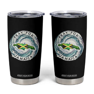 Pray For Jamaica Hurricane Support Tumbler Cup Strong Island Map and Storm Graphic TS02 Black Print Your Wear