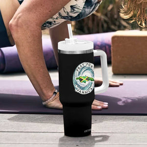 Pray For Jamaica Hurricane Support Tumbler With Handle Strong Island Map and Storm Graphic TS02 Print Your Wear