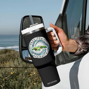 Pray For Jamaica Hurricane Support Tumbler With Handle Strong Island Map and Storm Graphic TS02 Print Your Wear