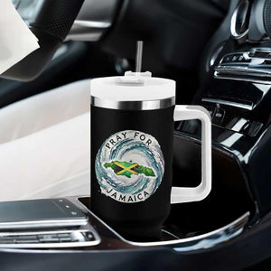 Pray For Jamaica Hurricane Support Tumbler With Handle Strong Island Map and Storm Graphic TS02 Print Your Wear