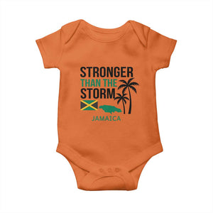 Stronger Than The Storm Jamaica Baby Onesie Resilience and Hope Hurricane Awareness TS02 Orange Print Your Wear
