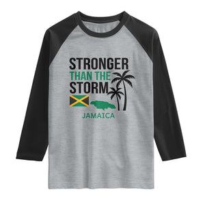 Stronger Than The Storm Jamaica Raglan Shirt Resilience and Hope Hurricane Awareness TS02 Heather Gray Black Print Your Wear