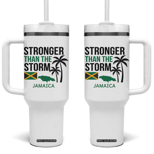 Stronger Than The Storm Jamaica Tumbler With Handle Resilience and Hope Hurricane Awareness TS02 One Size: 40 oz White Print Your Wear