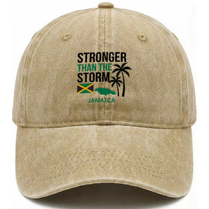 Stronger Than The Storm Jamaica Washed Cotton Baseball Cap Resilience and Hope Hurricane Awareness TS02 Print Your Wear