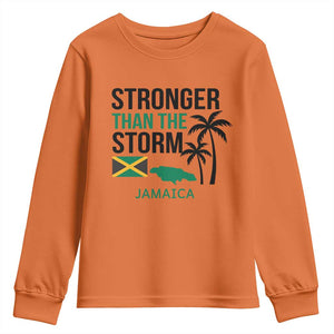 Stronger Than The Storm Jamaica Youth Sweatshirt Resilience and Hope Hurricane Awareness TS02 Orange Print Your Wear