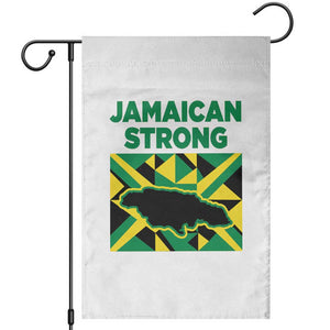 Jamaican Strong Resilience Geometric Flag Garden Flag Abstract Island Map and Heritage TS02 White Print Your Wear