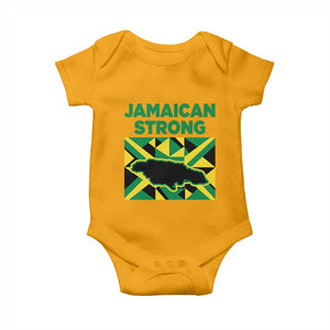 Jamaican Strong Resilience Geometric Flag Baby Onesie Abstract Island Map and Heritage TS02 Gold Print Your Wear