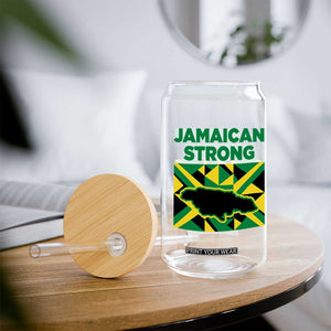 Jamaican Strong Resilience Geometric Flag Glass Can Abstract Island Map and Heritage TS02 Print Your Wear