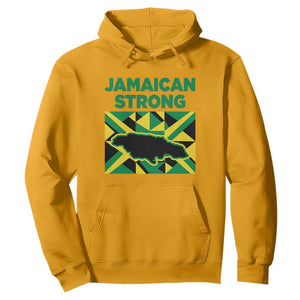 Jamaican Strong Resilience Geometric Flag Hoodie Abstract Island Map and Heritage TS02 Gold Print Your Wear