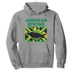 Jamaican Strong Resilience Geometric Flag Hoodie Abstract Island Map and Heritage TS02 Sport Gray Print Your Wear