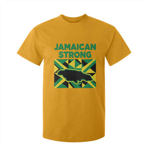 Jamaican Strong Resilience Geometric Flag T Shirt For Kid Abstract Island Map and Heritage TS02 Gold Print Your Wear