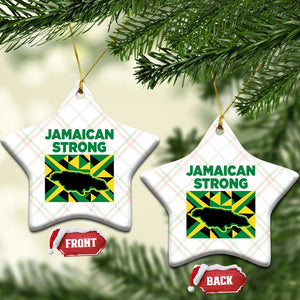 Jamaican Strong Resilience Geometric Flag Ceramic Ornament Abstract Island Map and Heritage TS02 Print Your Wear