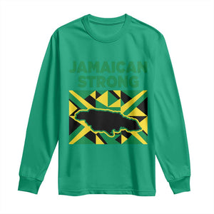 Jamaican Strong Resilience Geometric Flag Long Sleeve Shirt Abstract Island Map and Heritage TS02 Irish Green Print Your Wear