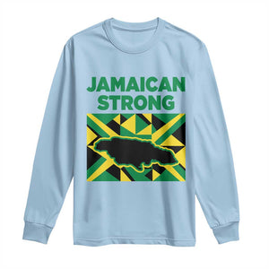 Jamaican Strong Resilience Geometric Flag Long Sleeve Shirt Abstract Island Map and Heritage TS02 Light Blue Print Your Wear