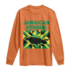 Jamaican Strong Resilience Geometric Flag Long Sleeve Shirt Abstract Island Map and Heritage TS02 Orange Print Your Wear