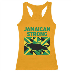 Jamaican Strong Resilience Geometric Flag Racerback Tank Top Abstract Island Map and Heritage TS02 Gold Print Your Wear