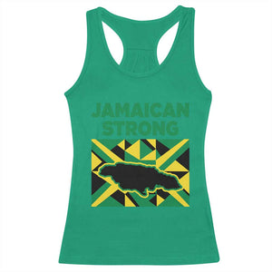 Jamaican Strong Resilience Geometric Flag Racerback Tank Top Abstract Island Map and Heritage TS02 Irish Green Print Your Wear