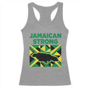 Jamaican Strong Resilience Geometric Flag Racerback Tank Top Abstract Island Map and Heritage TS02 Sport Gray Print Your Wear