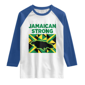 Jamaican Strong Resilience Geometric Flag Raglan Shirt Abstract Island Map and Heritage TS02 White Royal Print Your Wear