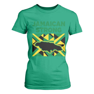 Jamaican Strong Resilience Geometric Flag T Shirt For Women Abstract Island Map and Heritage TS02 Irish Green Print Your Wear