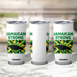 Jamaican Strong Resilience Geometric Flag Tumbler Cup Abstract Island Map and Heritage TS02 Print Your Wear
