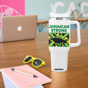 Jamaican Strong Resilience Geometric Flag Tumbler With Handle Abstract Island Map and Heritage TS02 Print Your Wear
