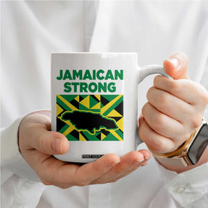 Jamaican Strong Resilience Geometric Flag Coffee Mug Abstract Island Map and Heritage TS02 Print Your Wear