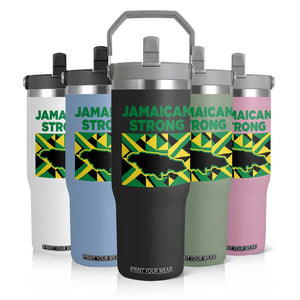 Jamaican Strong Resilience Geometric Flag Flip Straw Tumbler Abstract Island Map and Heritage TS02 Print Your Wear