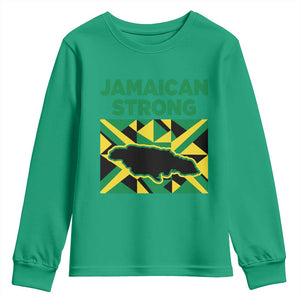 Jamaican Strong Resilience Geometric Flag Youth Sweatshirt Abstract Island Map and Heritage TS02 Irish Green Print Your Wear