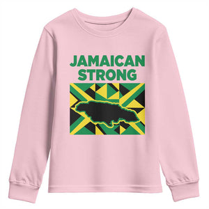 Jamaican Strong Resilience Geometric Flag Youth Sweatshirt Abstract Island Map and Heritage TS02 Light Pink Print Your Wear