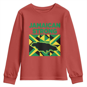 Jamaican Strong Resilience Geometric Flag Youth Sweatshirt Abstract Island Map and Heritage TS02 Red Print Your Wear