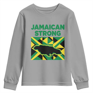 Jamaican Strong Resilience Geometric Flag Youth Sweatshirt Abstract Island Map and Heritage TS02 Sport Gray Print Your Wear